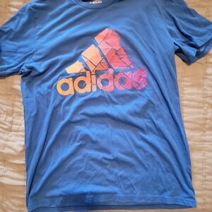 Adidas Blue Performance Tee with Vibrant Logo